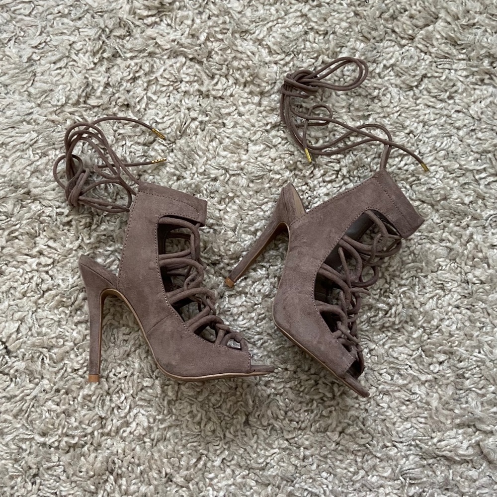 Strappy Taupe Heels